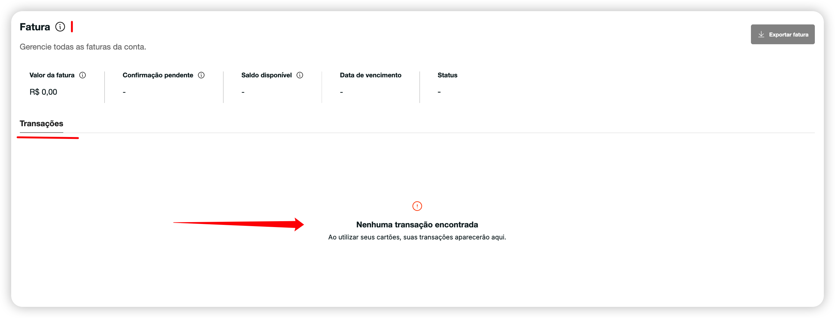 Histórico transações