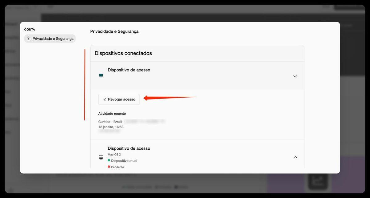 Tela de configuração de Webhooks