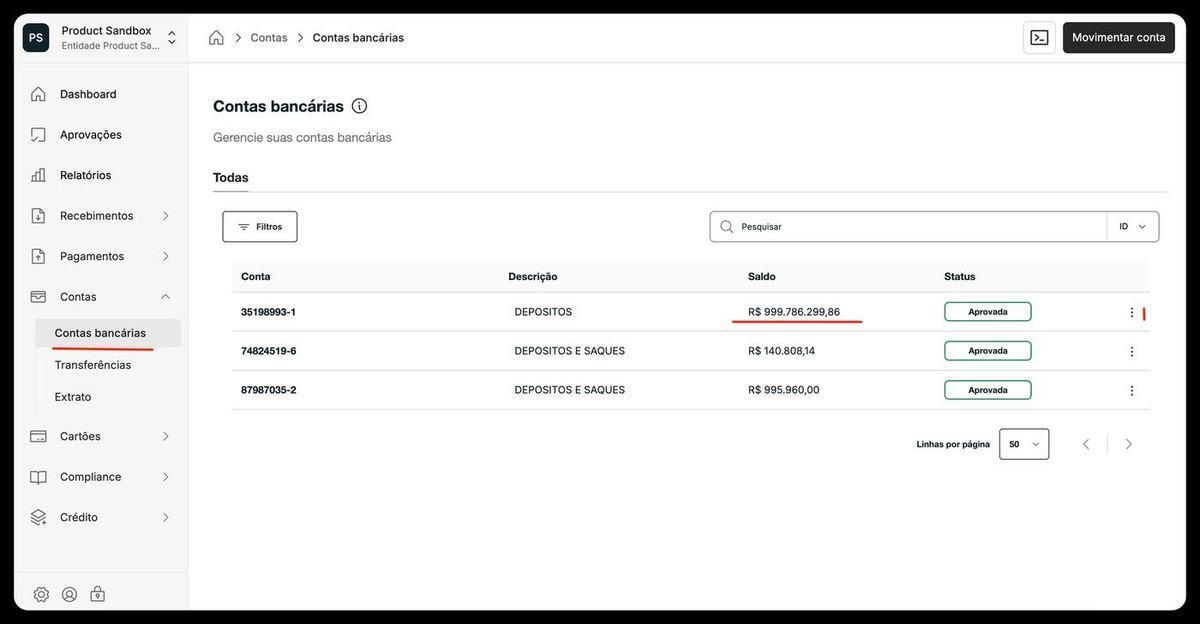 Lista de Contas Bancárias