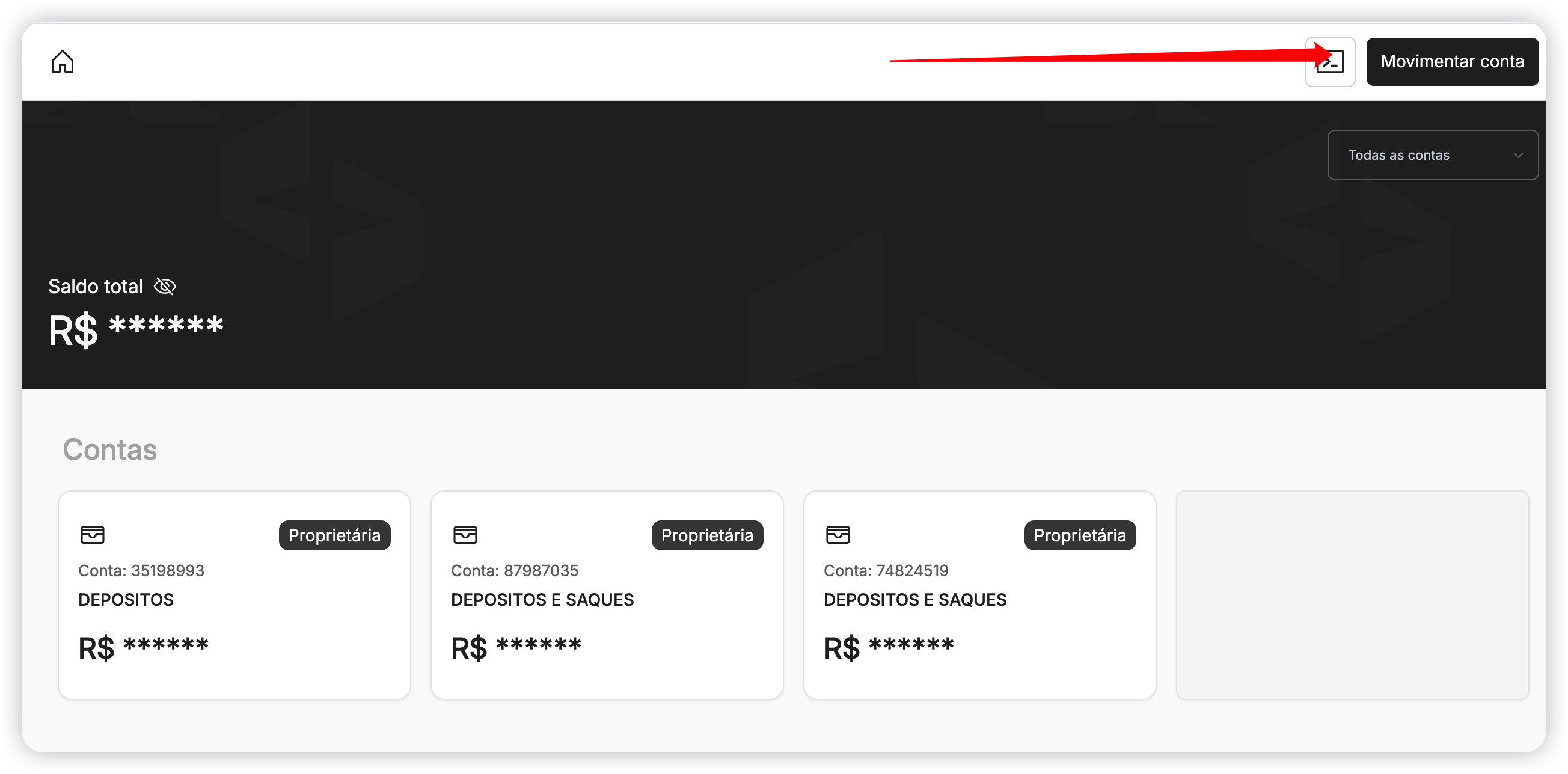 Botão movimentar conta