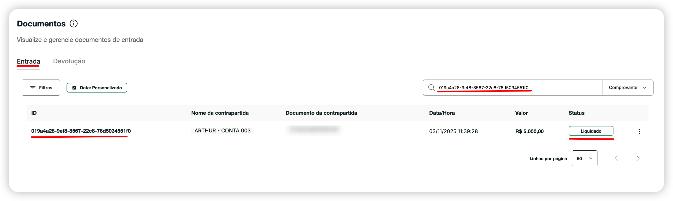 Documentos de entrada