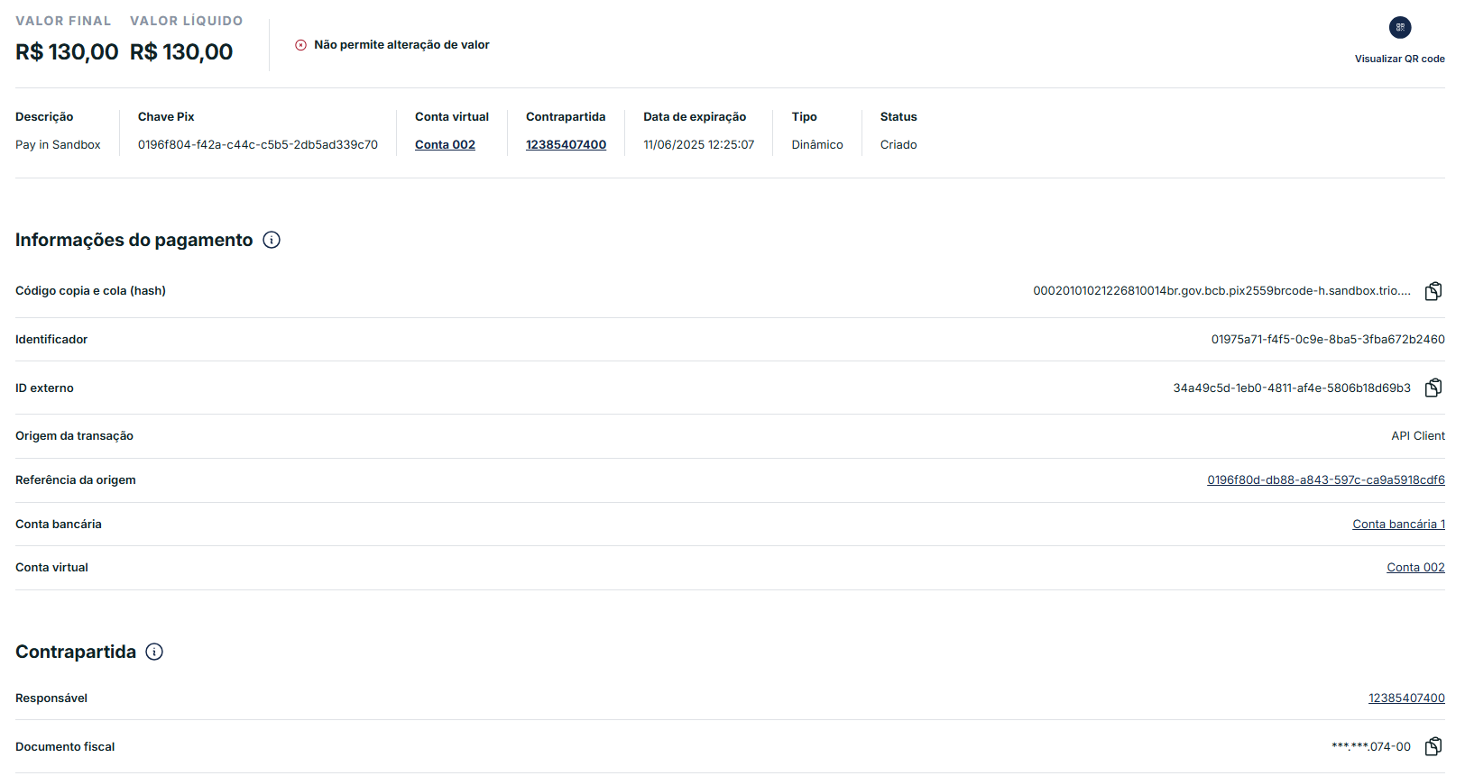 Informações QR Code