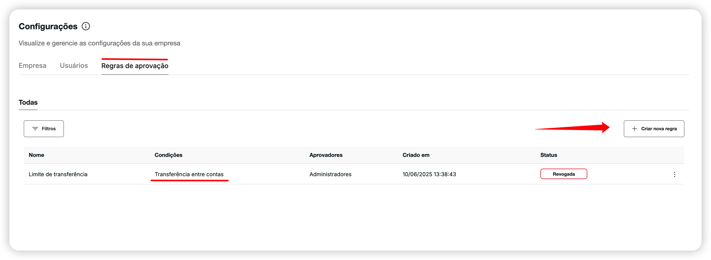 Regras de aprovação
