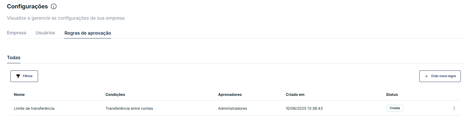 Regras de aprovação