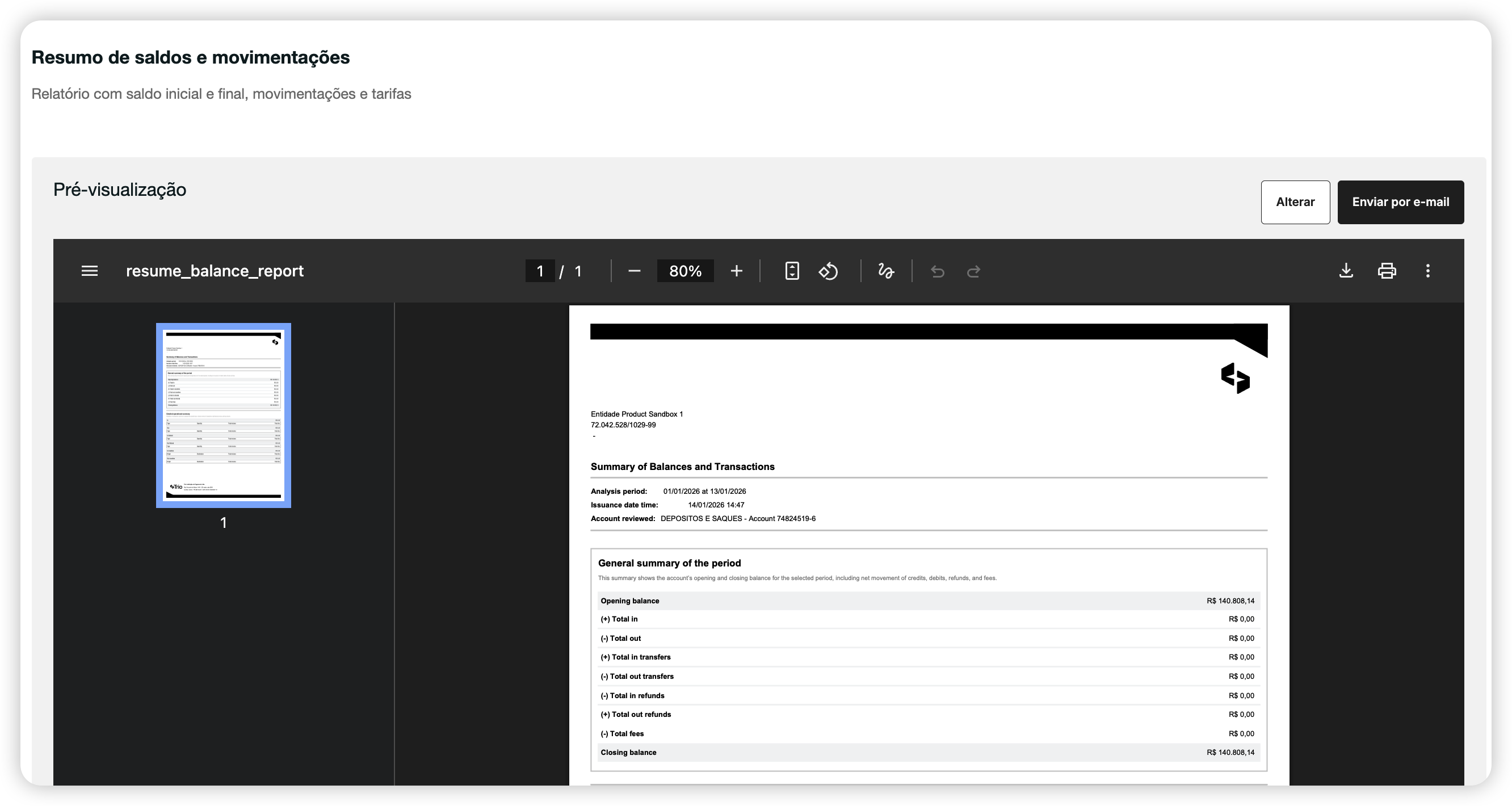 Relatório enviar email